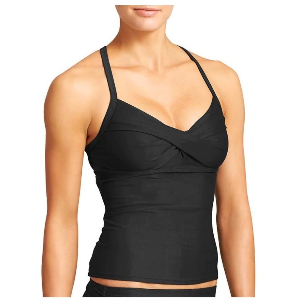Athleta Twister Tankini Top 32 D/DD Black